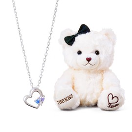 The Kiss SPD228BL Women's Gift Accessory Gift Heart Silver Necklace Christmas Anniversary Birthday Wrapping Bag with Box, Silver, Cubic Zirconia