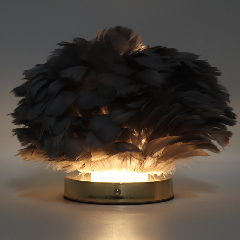 Feather Table Lamp Stepless Dimming USB Charging Touch Control LED