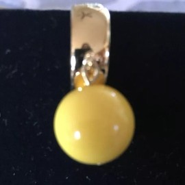 Monet vintage monet pierced earrings Gold Hoops With Yellow Hanging Ball