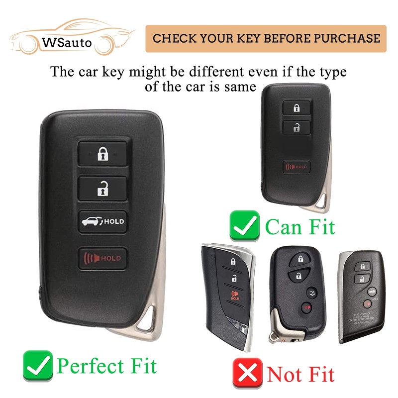 WSAuto Key Fob Cover Compatible with llssbt, A-Black