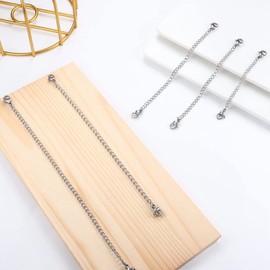 Jstyle 5 Piece Adjuster Chain Necklace Extension Chain Part Necklace Stainless Steel 5cm 8cm 10cm 12.7cm 15cm Length Adjuster Platinum Gold Black Chain Extension, Stainless Steel