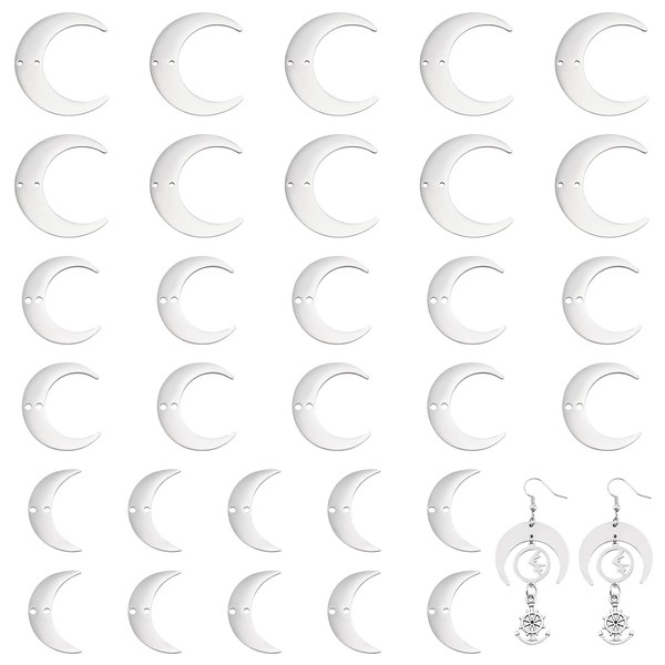 CHGCRAFT 30Pcs 3 Size Lunar Charms Connectors Links 201 Stainless