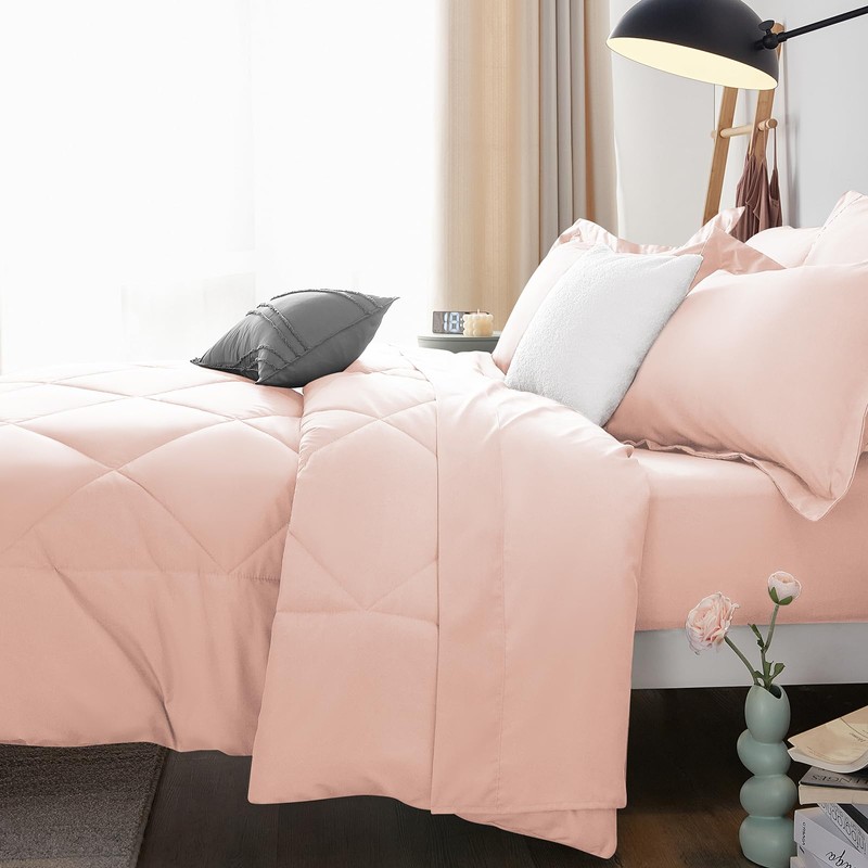 CozyLux Twin XL Comforter Set Blush Pink - 5 Pieces