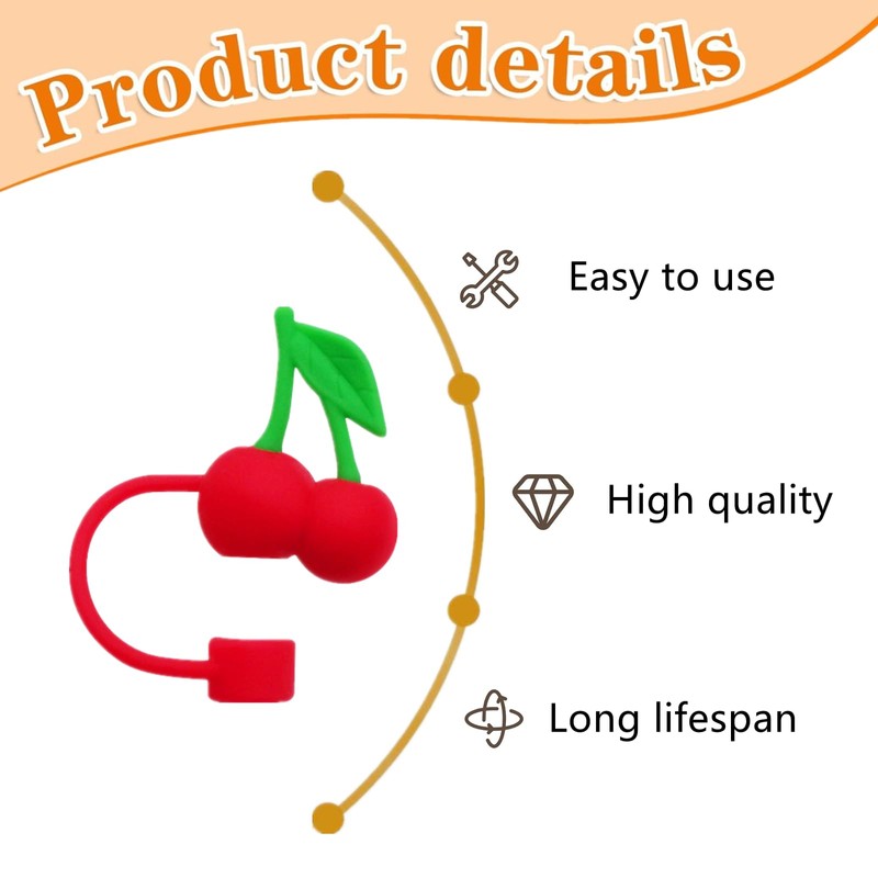 4 PCS Cherry Straw Topper Universal Cherry Straw Covers Silicone