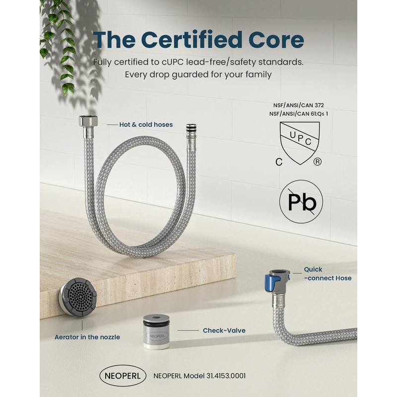 APPASO 3 Hole Kitchen Faucet with Pull Down Sprayer Brushed
