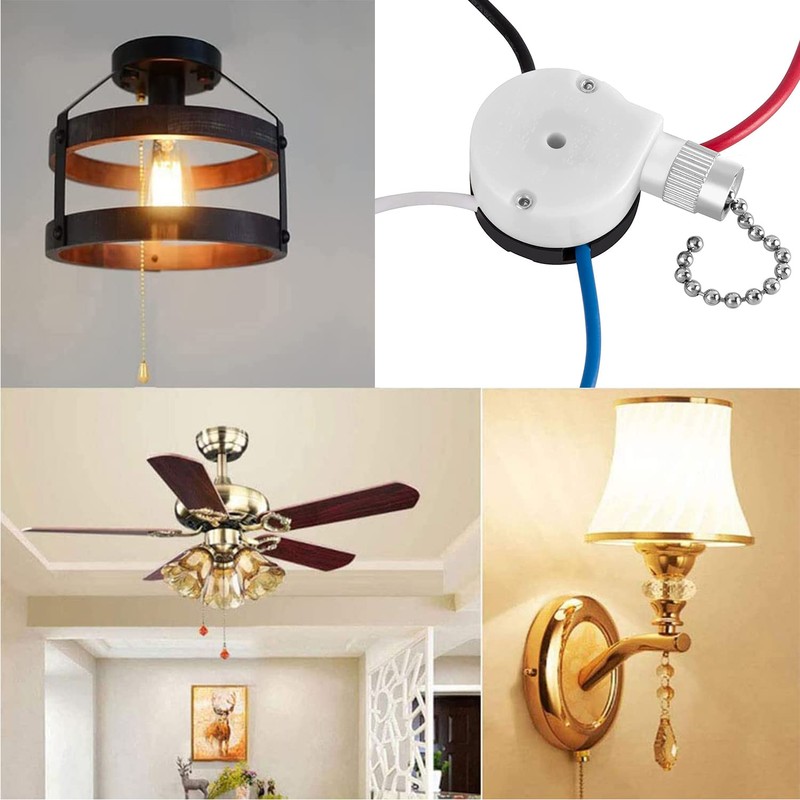 with 4 Pre-Installed Wires Ceiling Fan Switch, 3 Speed Fan