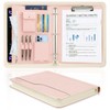 Zippered Padfolio with 3-Ring Binder & Clipboard, PU Leather Portfolio