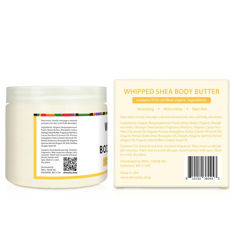 AKWAABA New Whipped Shea Butter (Sweet Mango) - Nourishes, Moisturizes