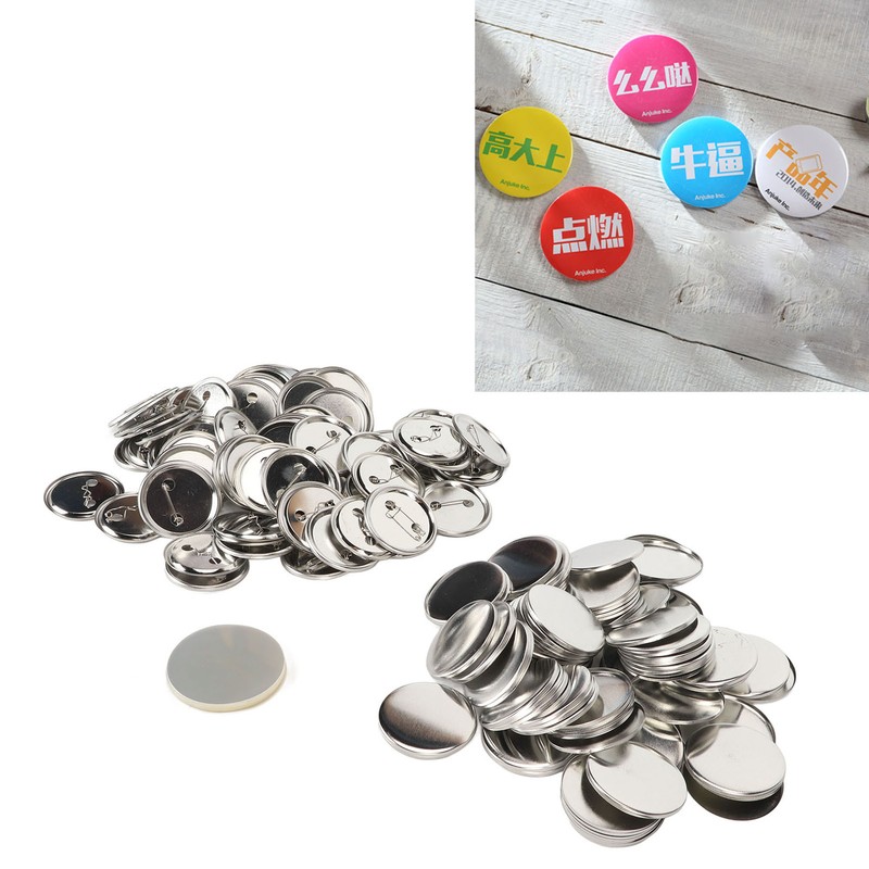 100 Set Pin Back Button Parts Blank Smoothing Metal Durable