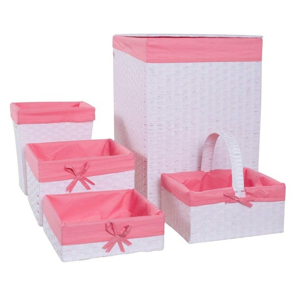 Redmon Budget Series Basket, Large, White/Pink