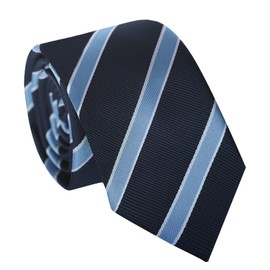 Luckyvestir Ties for Boys, Boys Black/Red/Blue Tie, 2.36" Self Solid Color Kids Ties for Boys 8 10 12 Years (Stripe: Blue & Navy Blue)