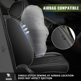 AOMSAZTO Car Seat Cover for Honda Crosstour 2012-2015 Full Set, Leather Car Seat Protector Waterproof, Non Slip Car Seat Cushion, Interior Seat Covers Automotive Accessories - Black&Grey
