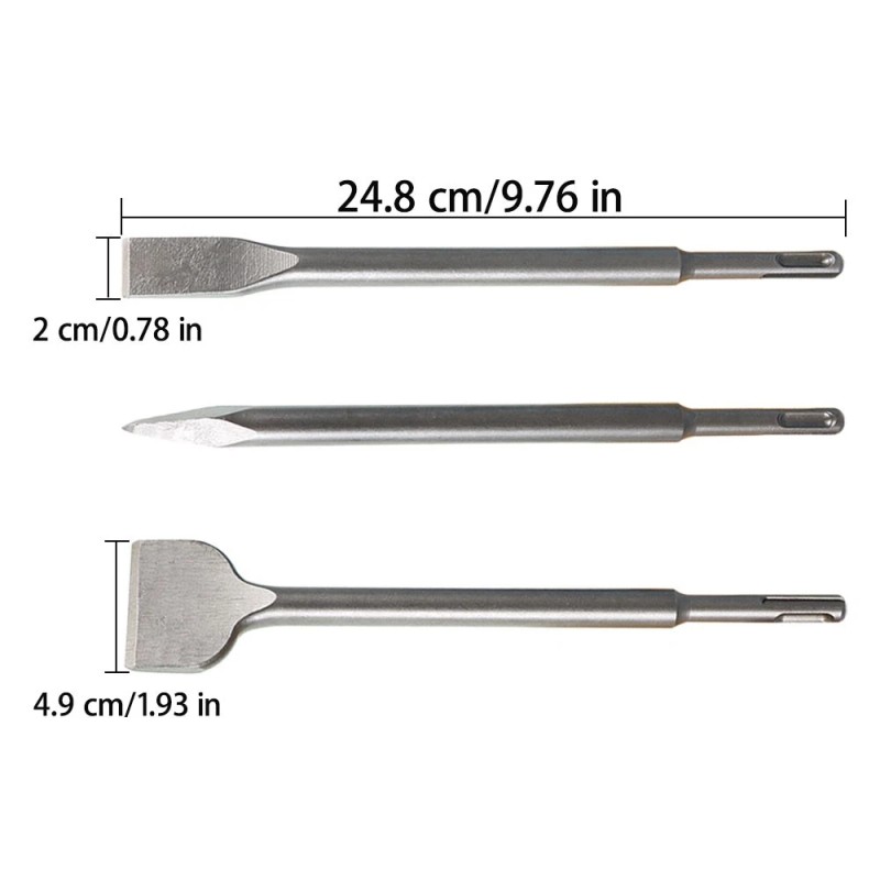 findmall 6Pcs Concrete Rotary Hammer Drill Chisel Set Includes Point