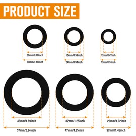 24pcs Rubber Hose Washer, 6 size Plastic Flat O-ring Gasket, Tap Sealing Rings Hose Rubber Shower Hose Washers Tap Connector Washers for Connecting for pipes, faucets, mechanical repair