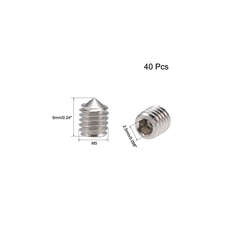 sourcing map Set of 40 M5 x 6 mm Hexagon