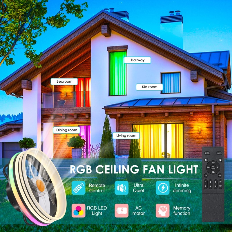 Flush Mount Ceiling Fan with Light - Small Low Profile