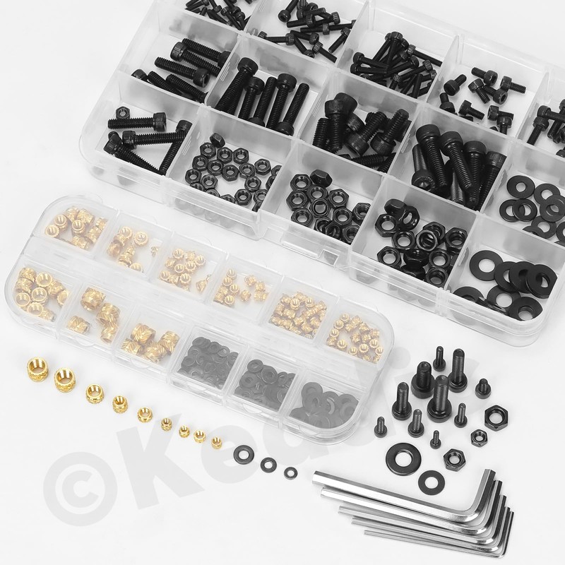 Keadic Black Zinc Plated Hex Nuts, Sizes Thread Knurled Nuts