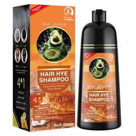 XYZCREATIVE Dark Brown Hair Dye Shampoo 3 in 1 for Women & Men 100% Gray Hair Coverage - Herbal Ingredients Natural Plant Hair Color - Hair Dye in Minutes 500ML