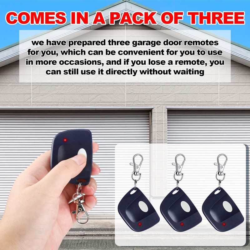 Kingdder 3 Pieces Gate Opener Remote Compatible with Multicode 300mhz