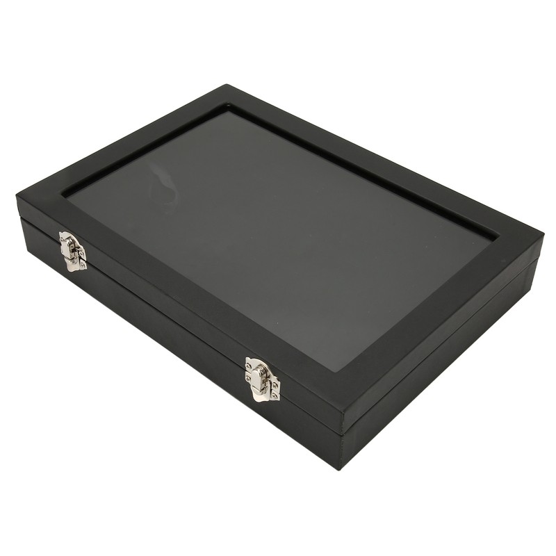 Pin Display Case Dustproof Transparent Glass Lid Badge Storage Box