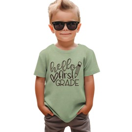 GLIGLITTR Girls Boys Back to School Shirt First 2nd Third Fourth Grade Tshirt First Day of School Outfit Kids Summer Tee Tops(Green,1st Grade,7-8X)