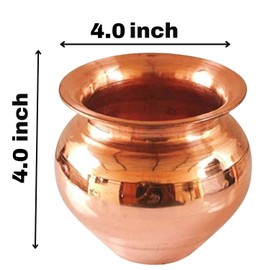 NAISHA Indian 100% Copper Kalash, Lota for Puja Wedding Purpose Temple Decoration 500 ML (10 CM, Height)