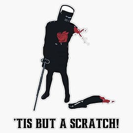 Tis but a Scratch Funny Shirt Monty Python Bumper Sticker Vinyl Decal 5 inches