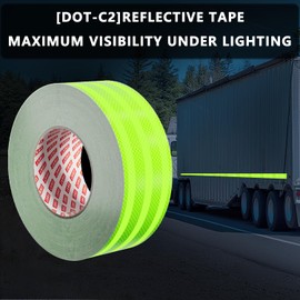 SWRT 2 Inch X 160 FT Reflective Tape Outdoor Waterproof DOT-C2 Fade Resistant Fluorescent Green Reflective Strong Adhesive Safety Warning Reflector Conspicuity Tape for Trailer Trucks Bikes