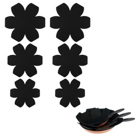 6 Pcs Pan Protectors for Stacking, Black 3 Sizes Felt Pan Protectors for Stacking, Reusable Non-Slip Protector for Stacking and Separators Pots and Pans Kitchen Accessories Anti Scratch,15/20/25 cm