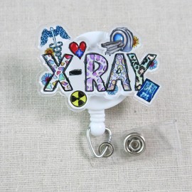 X-Ray Tech Badge Reel, Radiology Tech ID Badge Holder, XRay Technician Retractable ID Badge Clip, Radiographer Badge Reel, Radiologist Badge Reel, Radiology Assistant Badge, MRI Tech Gift