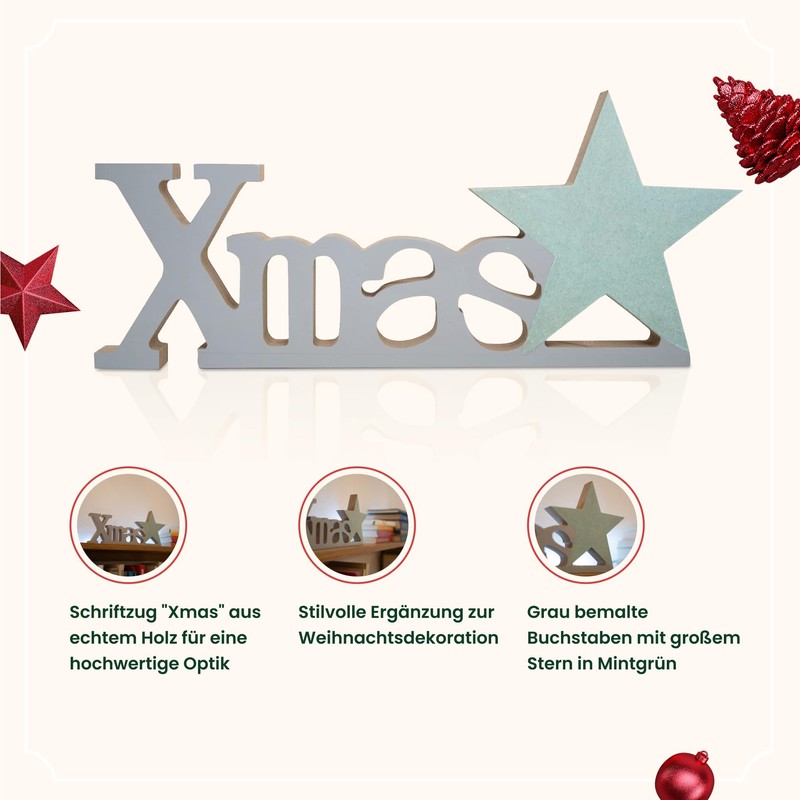 HEITMANN DECO Wooden Stand Xmas Natural Colour Approx. 30 cm