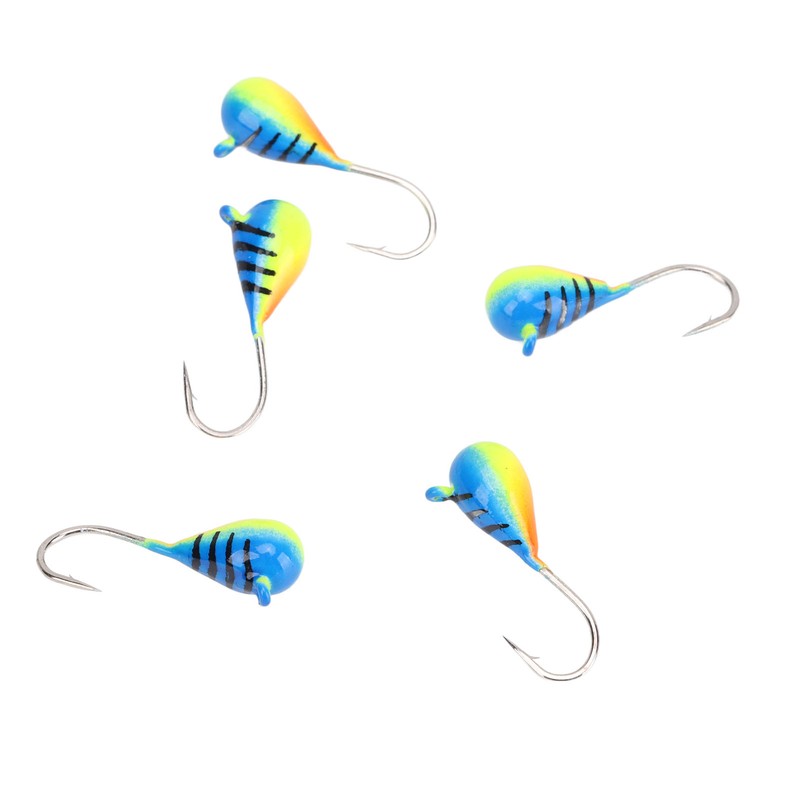 5 Pcs Ice Fishing Jigs Kit High Carbon Steel Ice