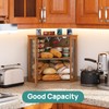 Corner Bread Box for Kitchen Counter, Bamboo Wood Large Capacity