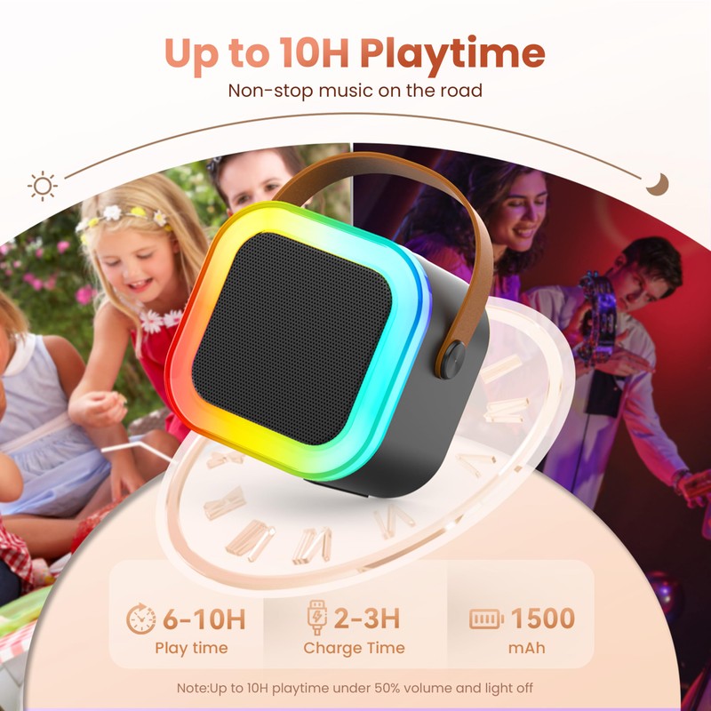 Karaoke Machine for Kids Adults, Portable Bluetooth Mini Karaoke Microphone