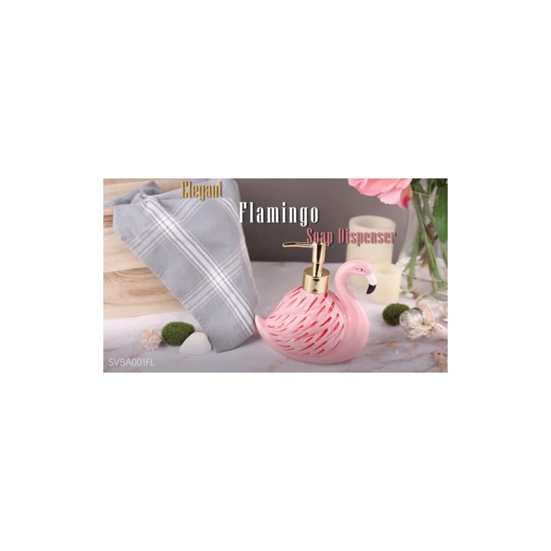 Flamingo Soap Dispenser with Pump for Bathroom or Kitchen Sink