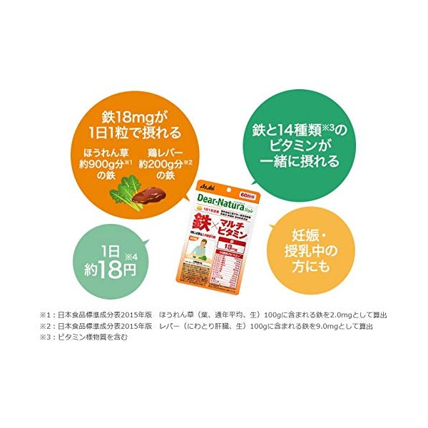 アサヒ ディアナチュラ スタイル 鉄×マルチビタミン 60粒 2個セット【栄養機能食品】