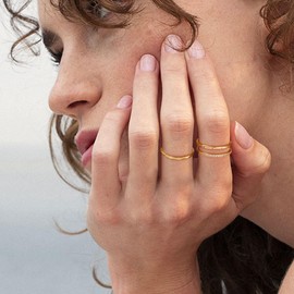 MTMY 14K Gold Plated Stackable Ring CZ Simulated Diamond Thin Rings Eternity Bands for Women Jewelry (CZ,6)