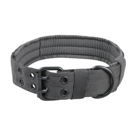 EXCELLENT ELITE SPANKER Collar de Perro táctico de Nylon Collar de Perro Militar de Entrenamiento Ajustable con Hebilla Doble Pin(Gris-L)