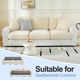 WEYOND Large Backrest Cushion Covers Super Stretch Backrest Covers for 3 Cushion Couch Sofa, Couch Back Cushion Covers Featuring with Chenille Yarn (Softer Version, 3PC, Dark Grey)