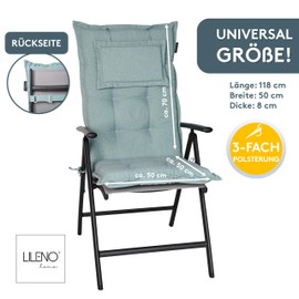 LILENO HOME Garden Chair Cushions in Aqua [Set of 2 - High-Back] - Comfortable Loungers as Seat Cushions for Garden Furniture - Chair Cushions for Garden Chairs and Folding Chairs MAR