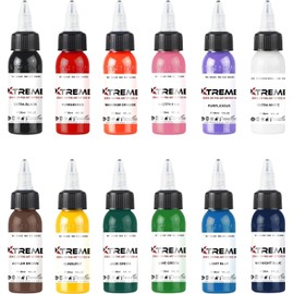 Xtreme Inks Primary Color Set, Comprehensive Color Set, Expertly Crafted Collection for Lifelike Tattoo Artistry, Perfect Blend of Hues Expertly Formulated (Set of 12, 1 oz)