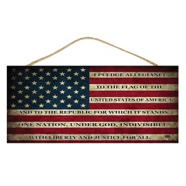 Rogue River Tactical Pledge Of Allegiance Home Decor Hanging Wall Sign Decoration Patriotic American Flag
