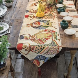 DaDa Bedding Rustic Tapestry Table Runner - Dancing Women Festive Celebrate Kwanzaa African Ethnic Culture - Farmhouse Cotton Linen Woven Kitchen Dining Mats - 13" x 72"