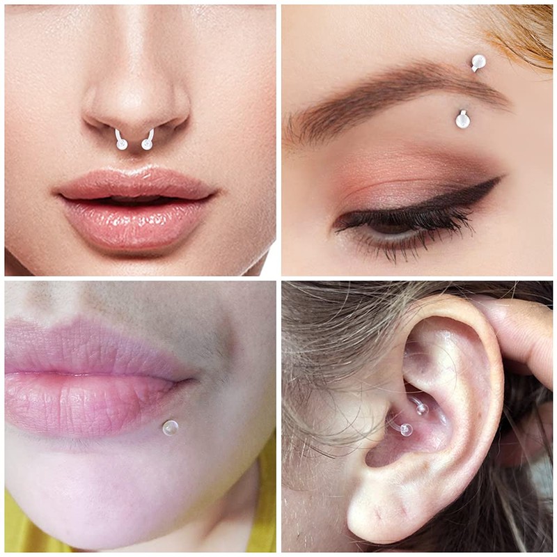 LAURITAMI Piercing Plastic Lip Piercing Stud Labret Ring Retainer Set