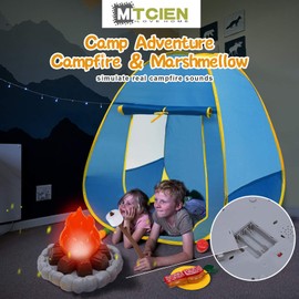 MITCIEN Kids Camping Play Tent with Toy Campfire / Marshmallow /Fruits Toys for Boys Girls Indoor Outdoor Pretend-Play Game