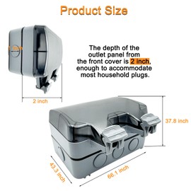 Toptozl 15 Amp Outdoor Electrical Outlet Box with USB Type A and Type C, 125 Volt NEMA 5-15 Duplex Receptacle, Grounding, IP66 Waterproof Wall Power Socket, Weather and Tamper Resistant