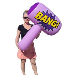 Zugar Land Colorful Jumbo Bang Mallet Inflate (36") Pink, Blue, Purple and Green Colors. Double-Sided Super Hero Inflatable Big Bopper Hammer for Play Fights for Kids and Adults. (Purple)