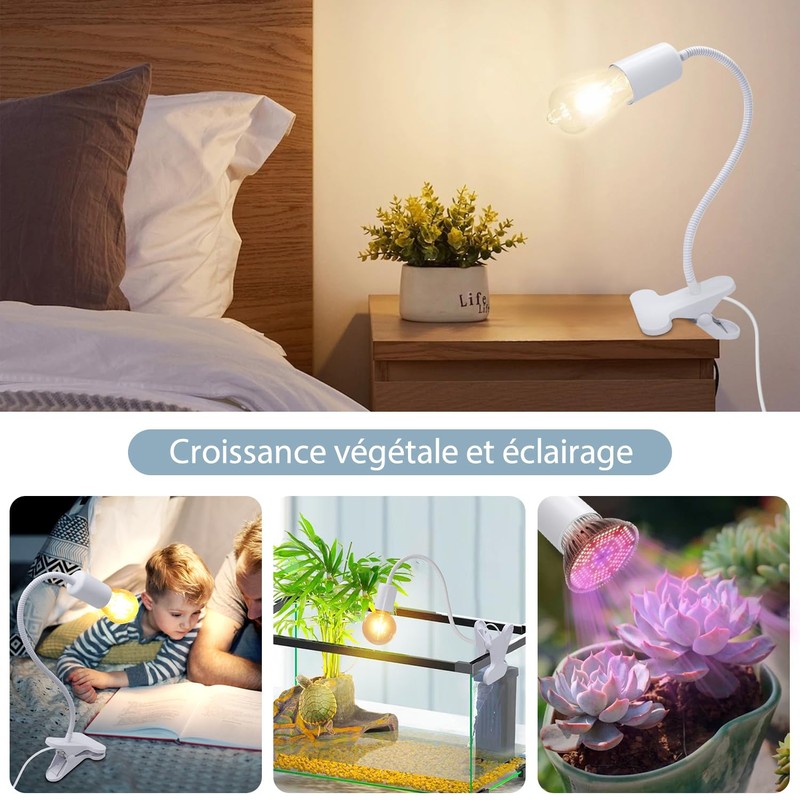 Clamp Light E27 with Clamp 360° Gooseneck Flexible Adjustable 35cm