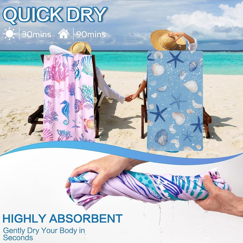 MOAZIFI Beach Towel Large 180 x 90 cm - Quick-Drying