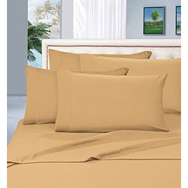 Elegant Comfort 1500 Premier Wrinkle & Fade Resistant Hotel Quality Ultra Soft Luxurious 4-Piece Bed Sheet Set, Queen, Camel-Gold